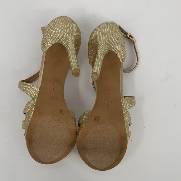 Jessica Simpson Shyremin strappy platform sandals metallic gold crystal shoe 9.5 - Picture 6 of 6